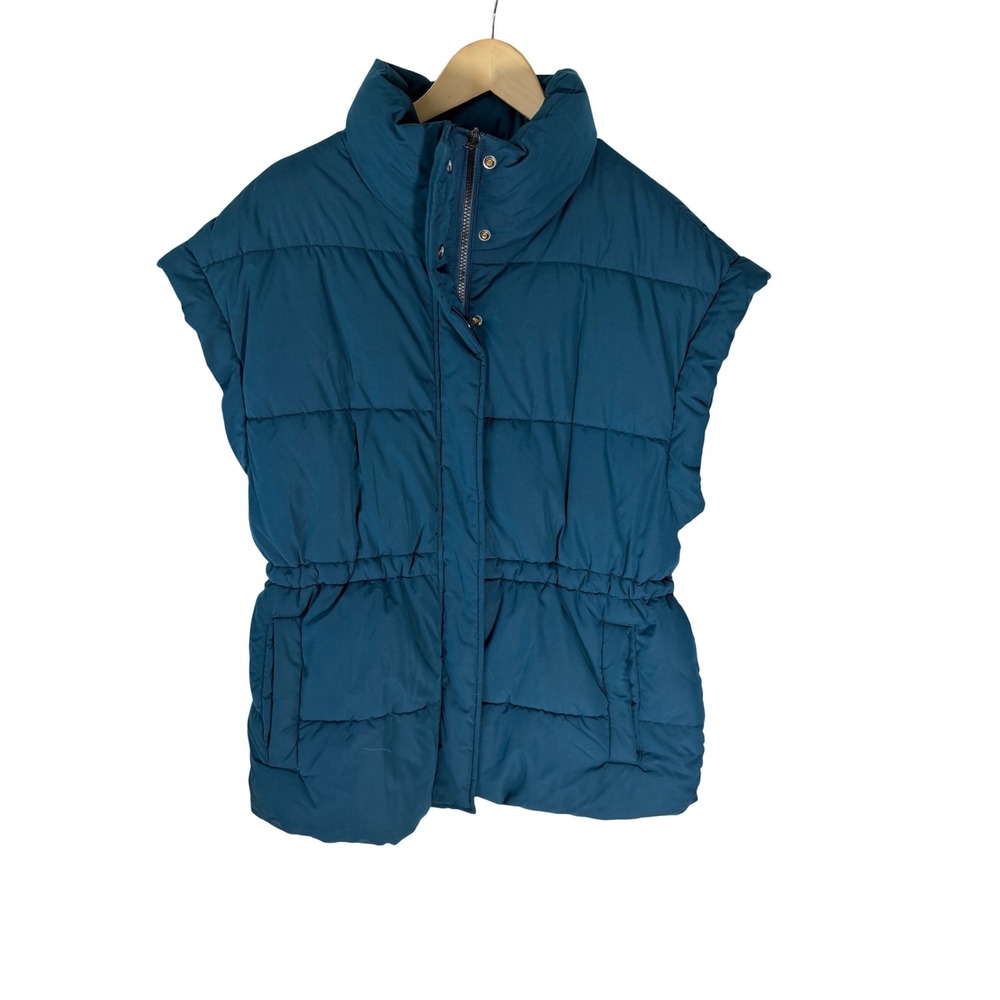 CALIA‎ Womens Teal Quilted Puffer Vest Funnel Neck S/M WAX34108
